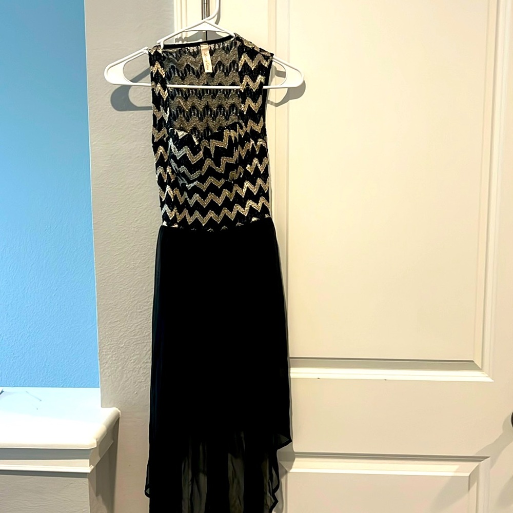 Black and gold homecoming dress